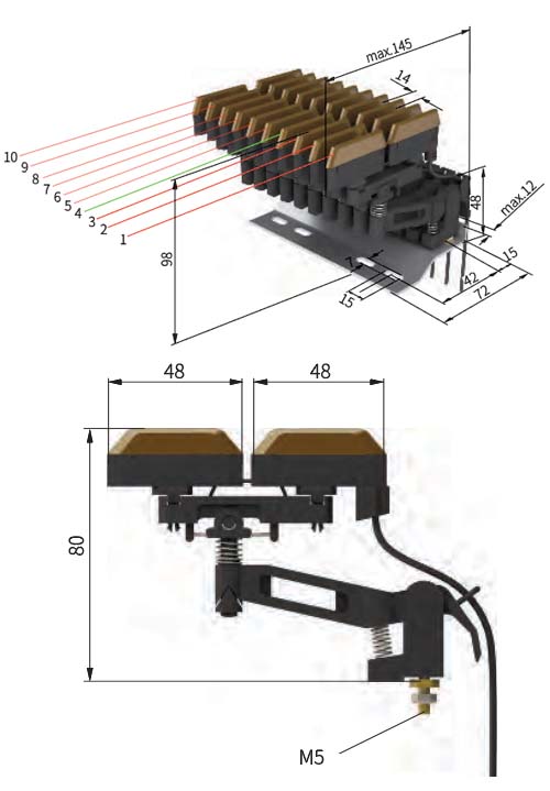 Комбинированный двойной токосъемник JDA2/40-8